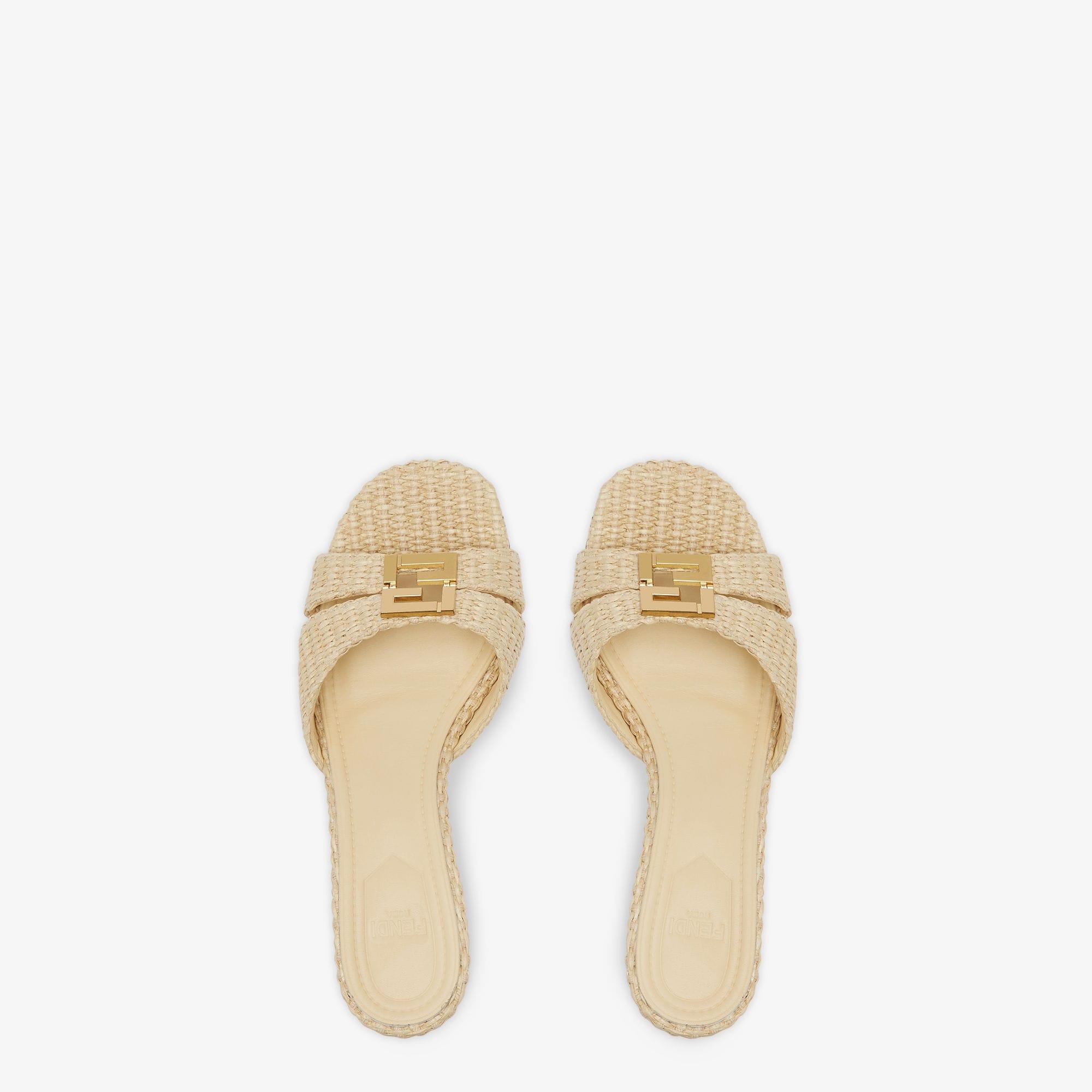 Fendi FFoldBeige cotton fiber medium-heel sandals Product Image