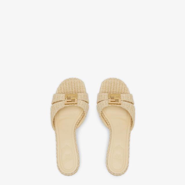 Fendi FFoldBeige cotton fiber medium-heel sandals Product Image