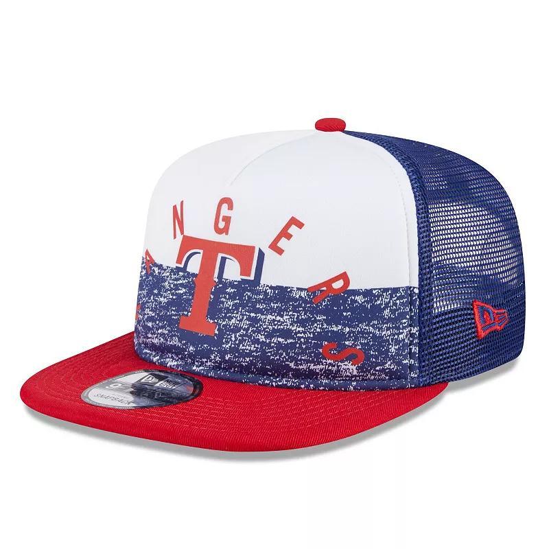 Mens New Era /Red Texas Rangers Team Foam Front A-Frame Trucker 9FIFTY Snapback Hat Product Image