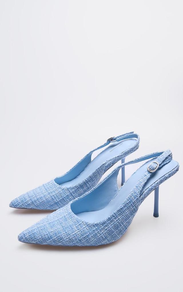 Blue Boucle Point Toe High Stiletto Court Heels Product Image