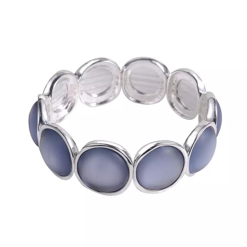 Emberly Silver Tone Blue Stone Stretch Bracelet, Womens Product Image