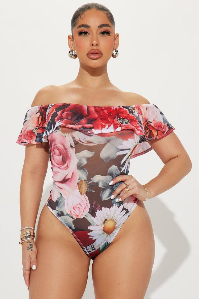 Floral Arrangement Bodysuit - Red/combo Product Image