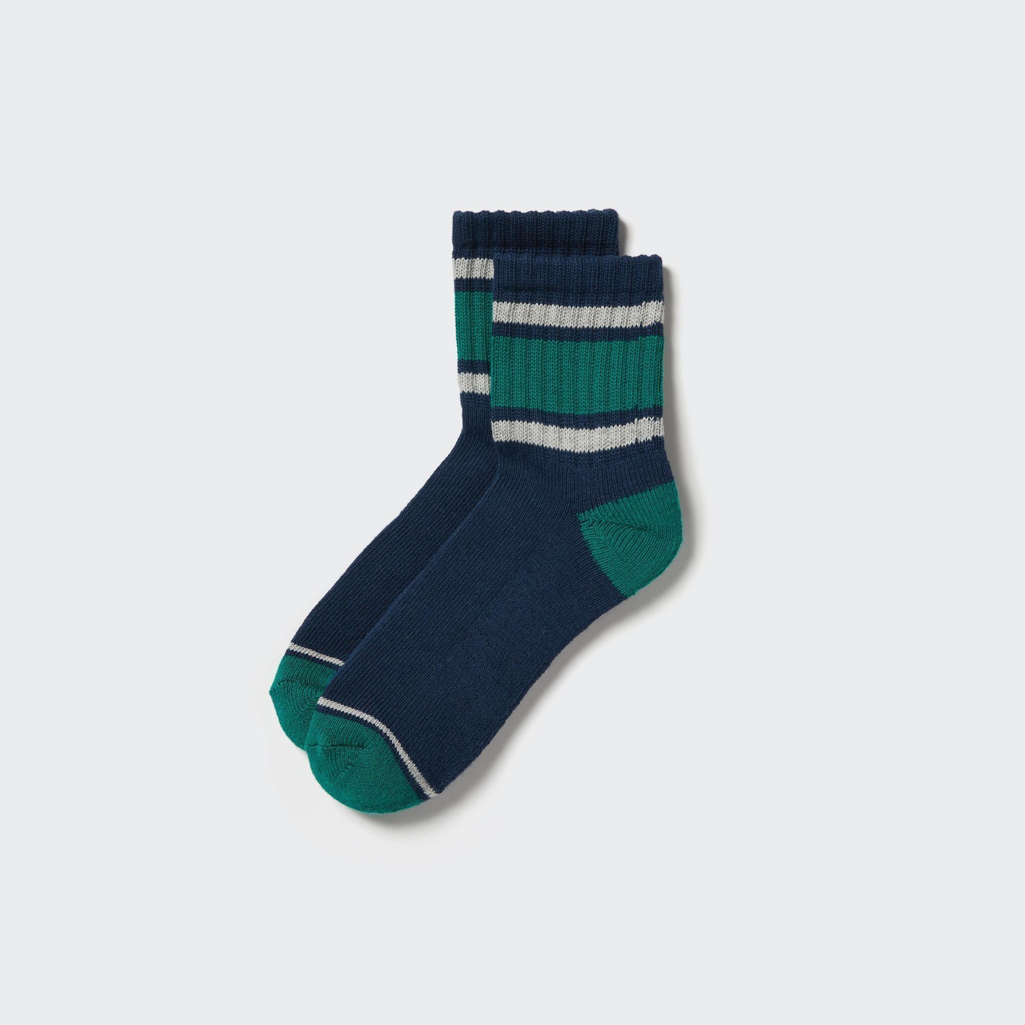 Mens Pattern Lined Half Socks with Deodorizing Blue US8-US11 UNIQLO US Product Image