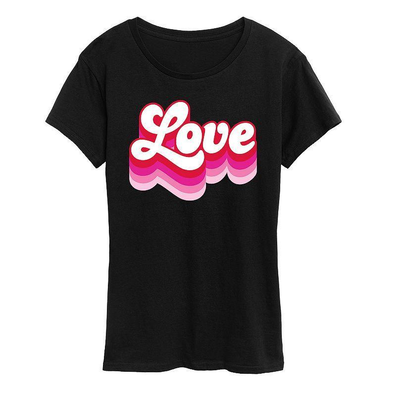 Womens Retro Love Graphic Tee Med Grey Product Image