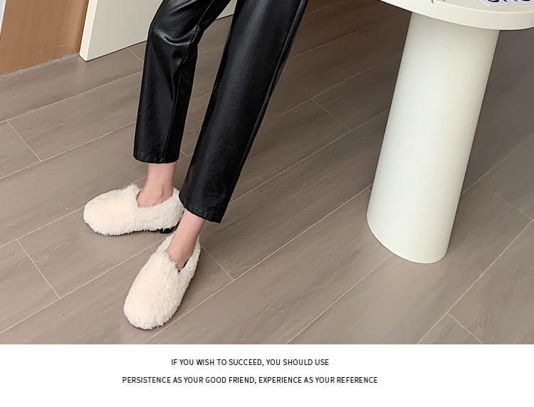 High Waist Plain Faux Leather Cropped Tapered Pants Product Image