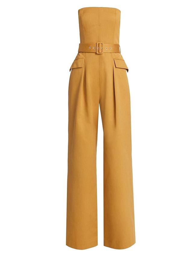 Womens Presley Belted Cotton Strapless Jumpsuit Product Image