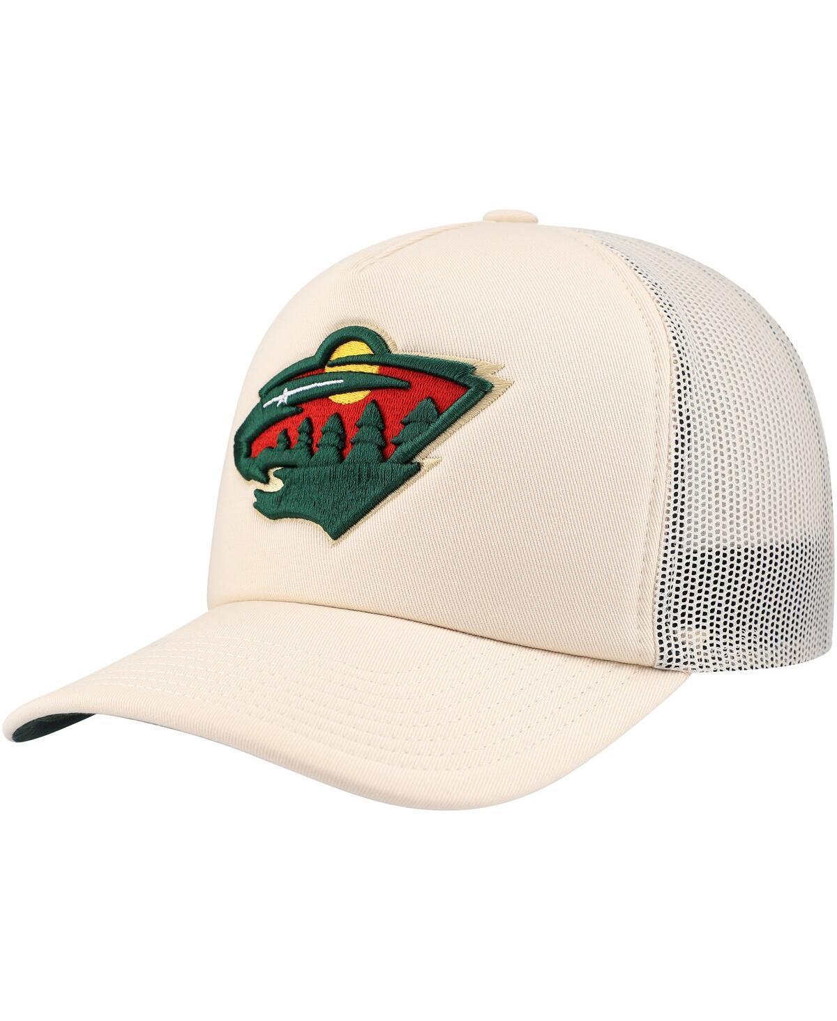 Mens Mitchell & Ness Cream Minnesota Wild Foam Front Trucker Adjustable Hat Product Image