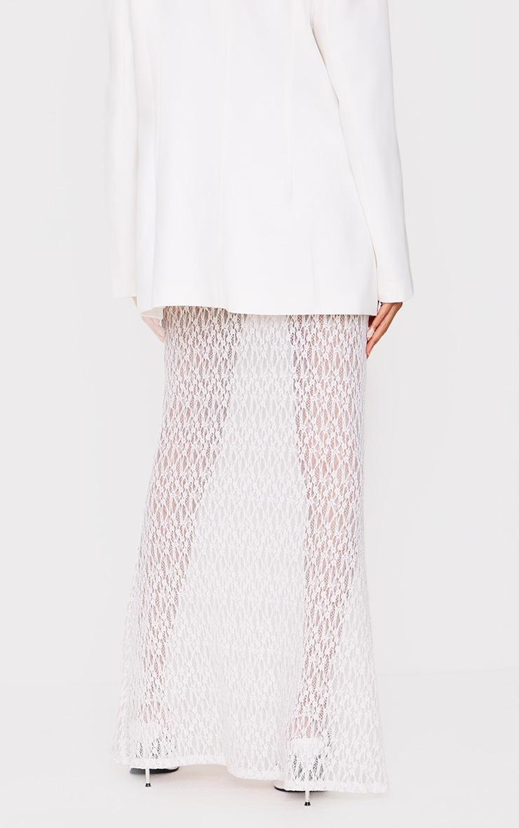 Cream Textured Lace Sheer Maxi Skirt Product Image