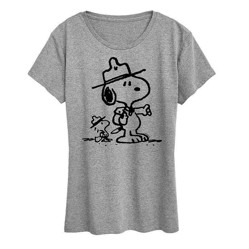 Hybrid Peanuts Womens Tee Shirts HEATHER Grey Peanuts Snoopy Relaxed-Fit Tee - Women & Plus Product Image