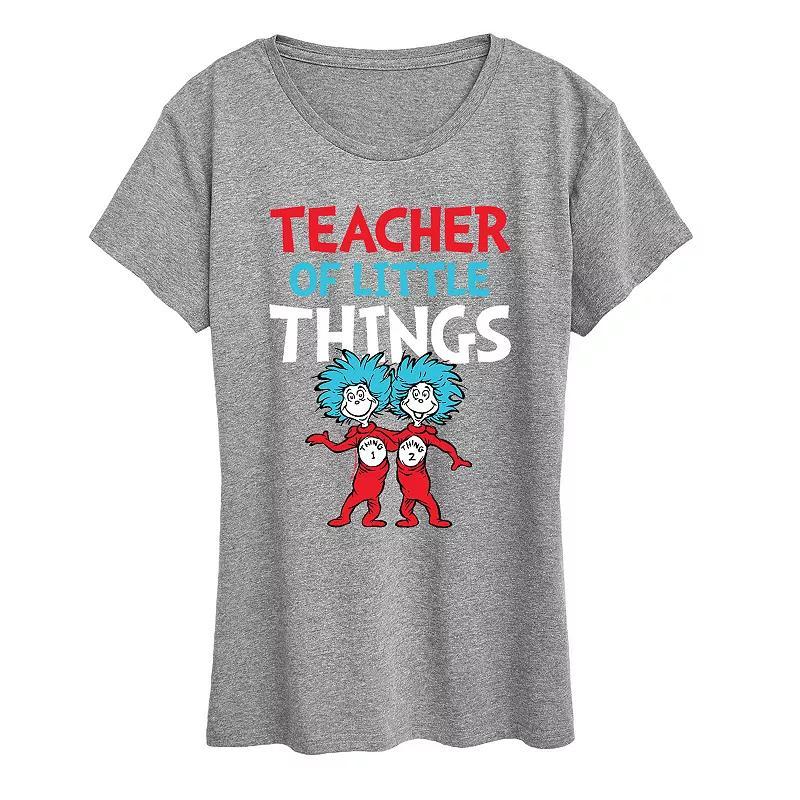 Womens Dr. Seuss Teacher Of Little Things Graphic Tee, Girls Grey Gray Product Image