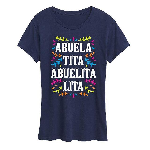 Womens Abuela Names Graphic Tee, Girls Blue Product Image