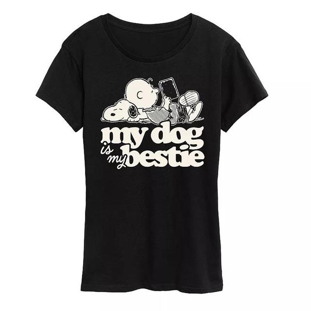 Womens Peanuts Snoopy & Charlie Brown My Dog Is My Bestie Graphic Tee Blue Product Image