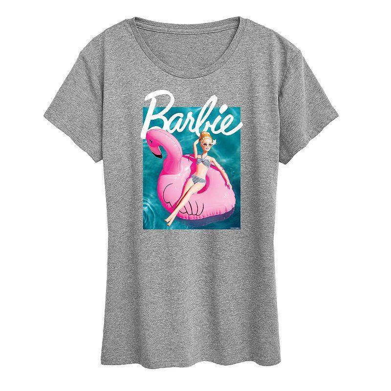 Womens Barbie Pool Flamingo Graphic Tee, Girls Grey Gray Product Image