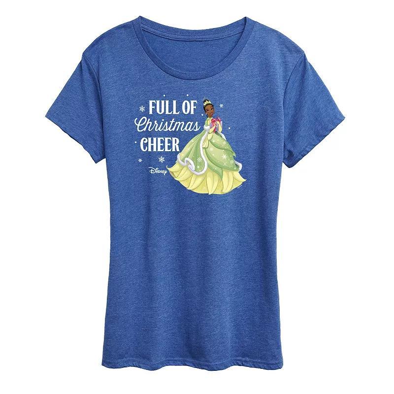 Disney Princess Tiana Womens Full Of Christmas Cheer Graphic Tee, Girls Blue Product Image