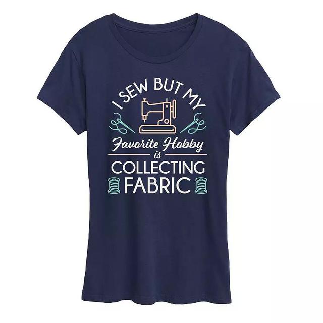 Womens My Hobby Is Collecting Fabric Graphic Tee Blue Product Image