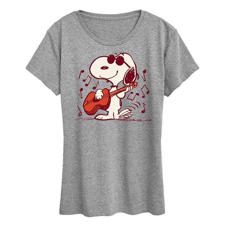 Womens Peanuts Snoopy Joe Cool Guitar Graphic Tee Product Image