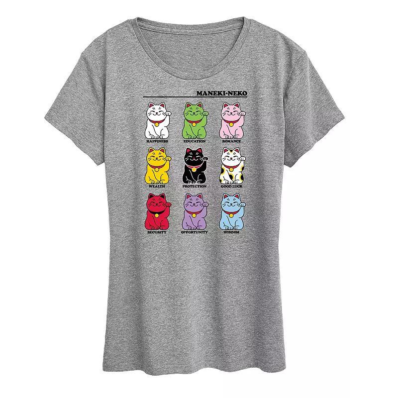 Womens Lucky Cat Grid Graphic Tee Product Image