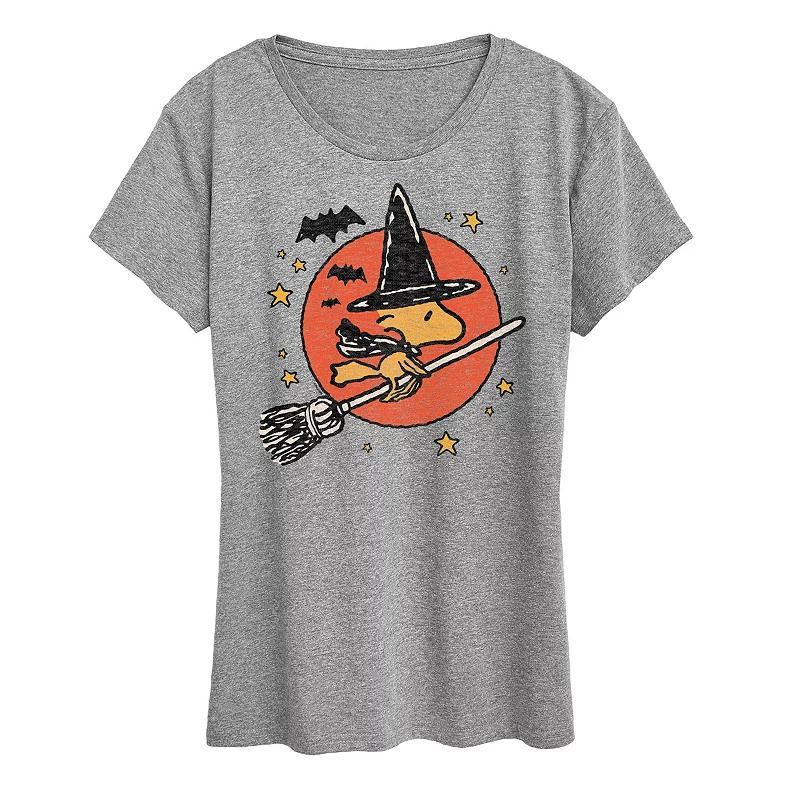 Womens Peanuts Woodstock Witch Graphic Tee Grey Gray Product Image