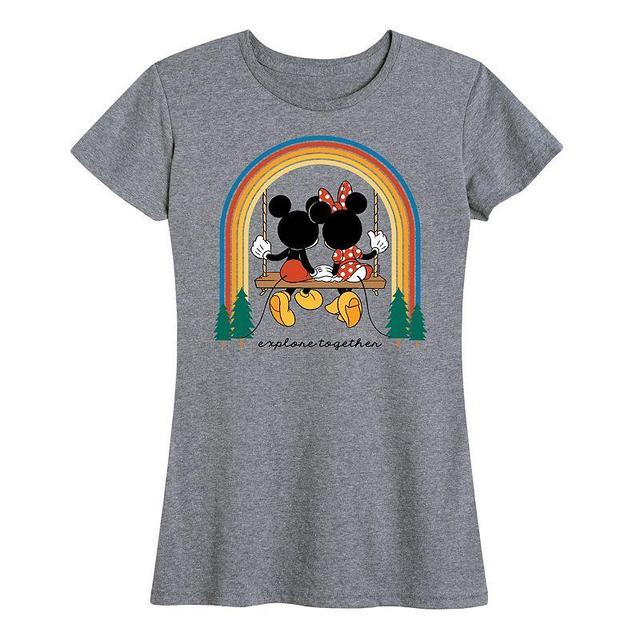 Disneys Mickey & Minnie Mouse Womens Explore Together Rainbow Graphic Tee Product Image