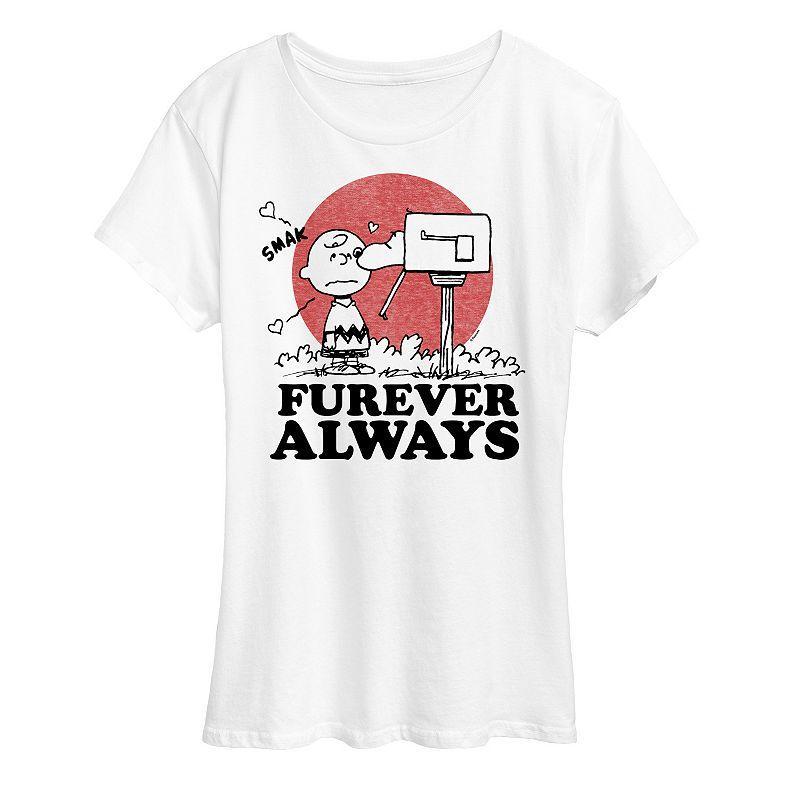 Womens Peanuts Charlie Brown & Snoopy Furever Always Graphic Tee Product Image