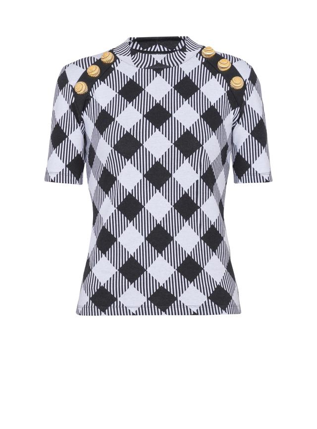 Gingham button T-shirt Product Image