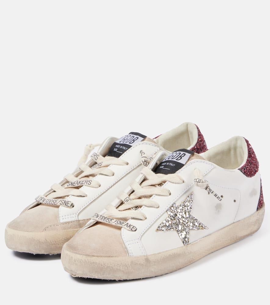 GOLDEN GOOSE Super-star Embellished Leather Sneakers In White Product Image