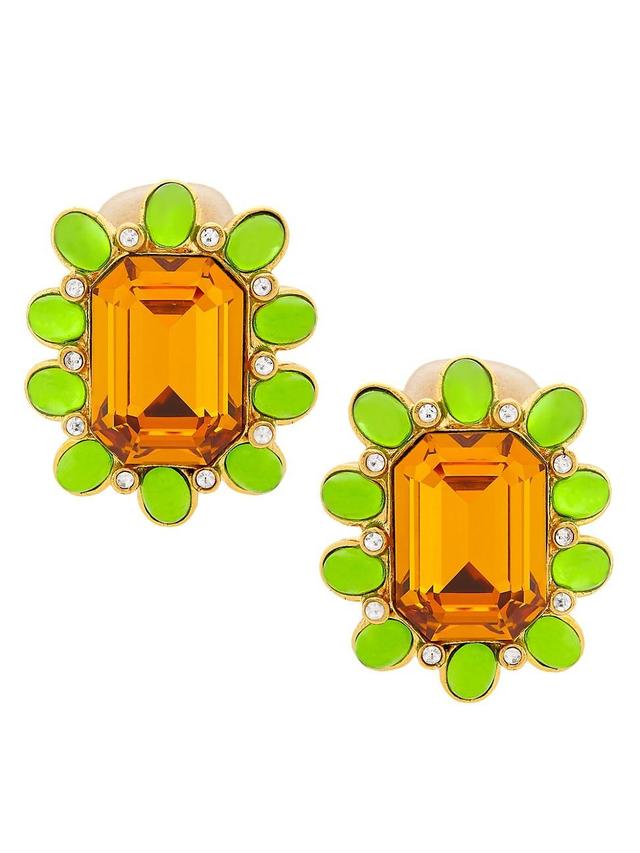 Womens 22K-Gold-Plated & Glass Crystal Clip-On Earrings Product Image