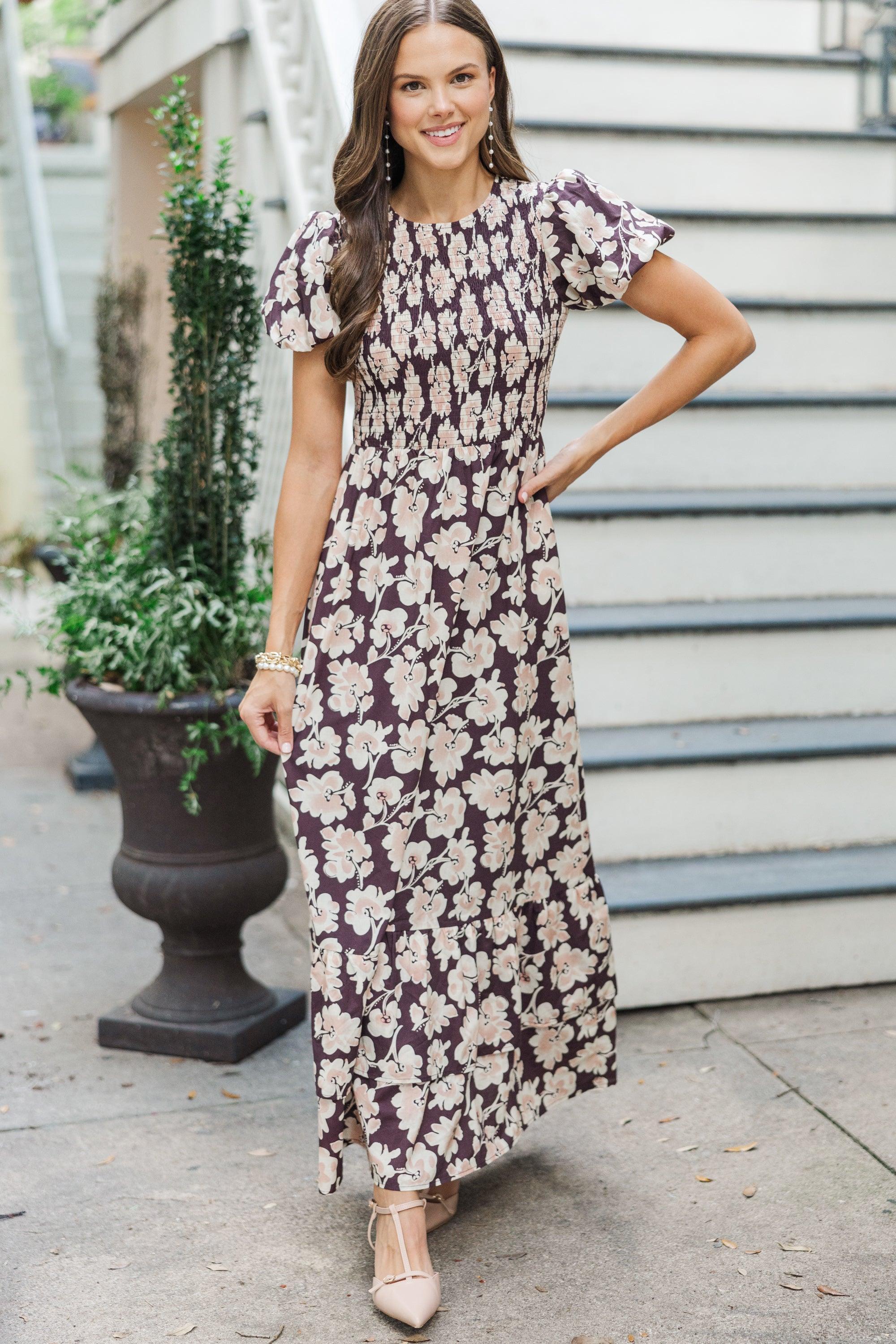 Make The Right Choice Plum Purple Floral Maxi Dress Female Product Image