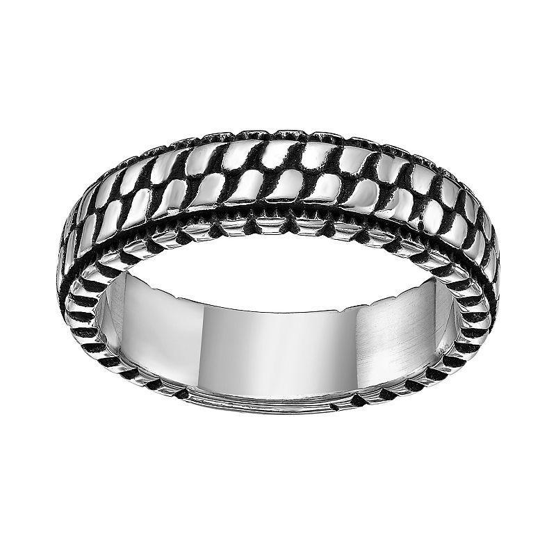 LYNX Mens Black Ion Plated Stainless Steel Tire Ring Multi Product Image