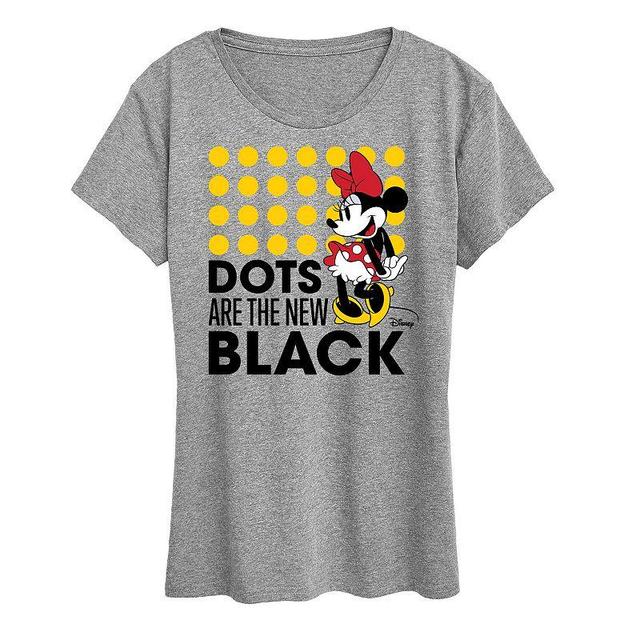 Disneys Minnie Mouse Dots Are The New Black Graphic Tee, Womens Grey Gray Product Image