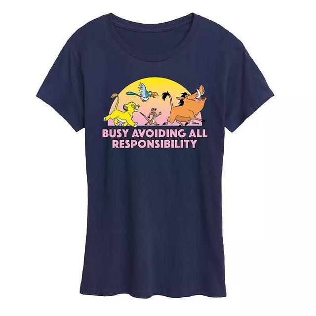 Disneys Lion King Womens Avoid Responsibility Graphic Tee Blue Product Image