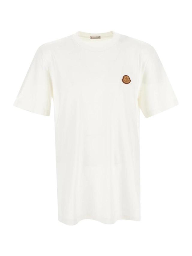 MONCLER White Logo Patch Cotton T-shirt Product Image