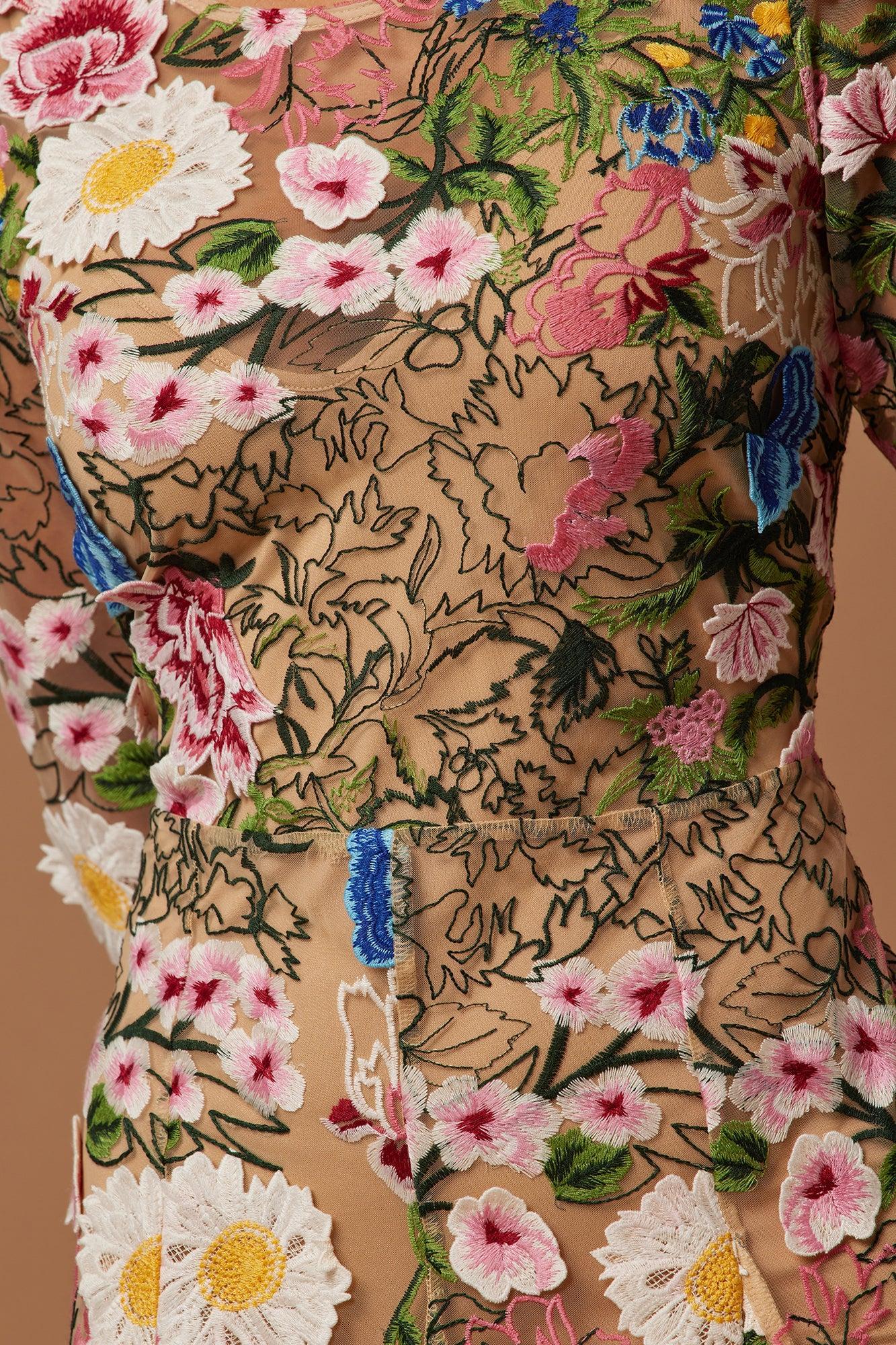 Marta Floral Embroidered Mini Dress - Multi Color Product Image