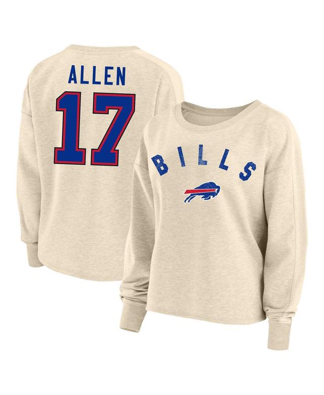 Womens Fanatics Branded Josh Allen Oatmeal Buffalo Bills Plus Size Name & Number Crew Pullover Sweatshirt Product Image