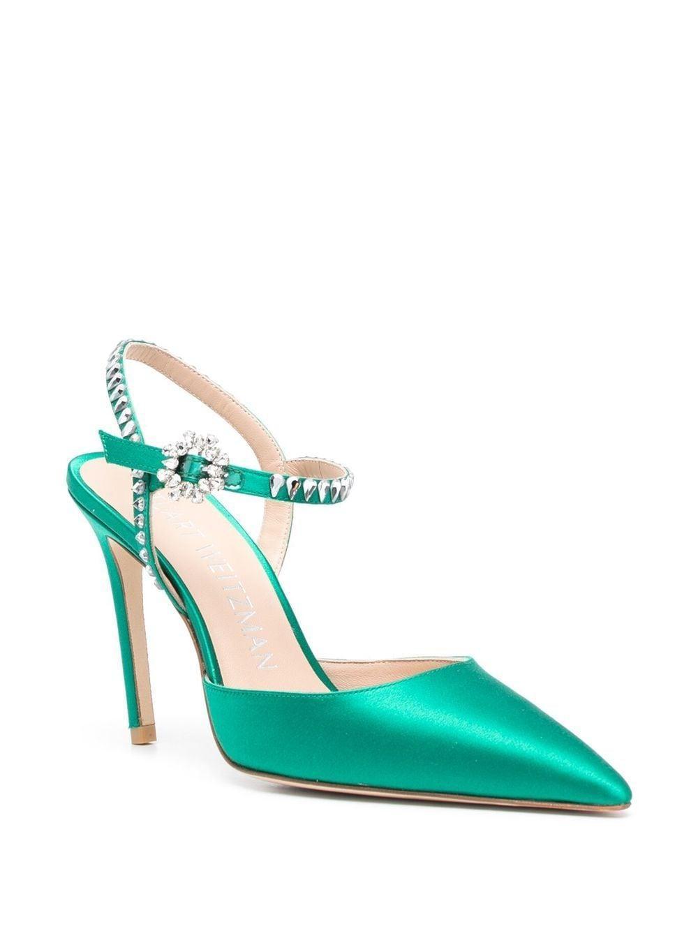 100mm Gemcut Satin Pumps In Green Product Image