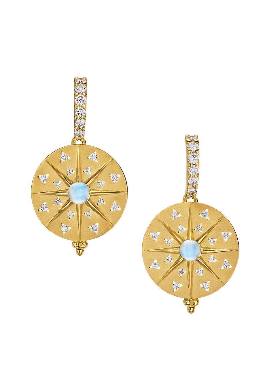 Womens Celestial Sole Mandala 18K Yellow Gold, Blue Moonstone & 0.4 TCW Diamond Drop Earrings Product Image