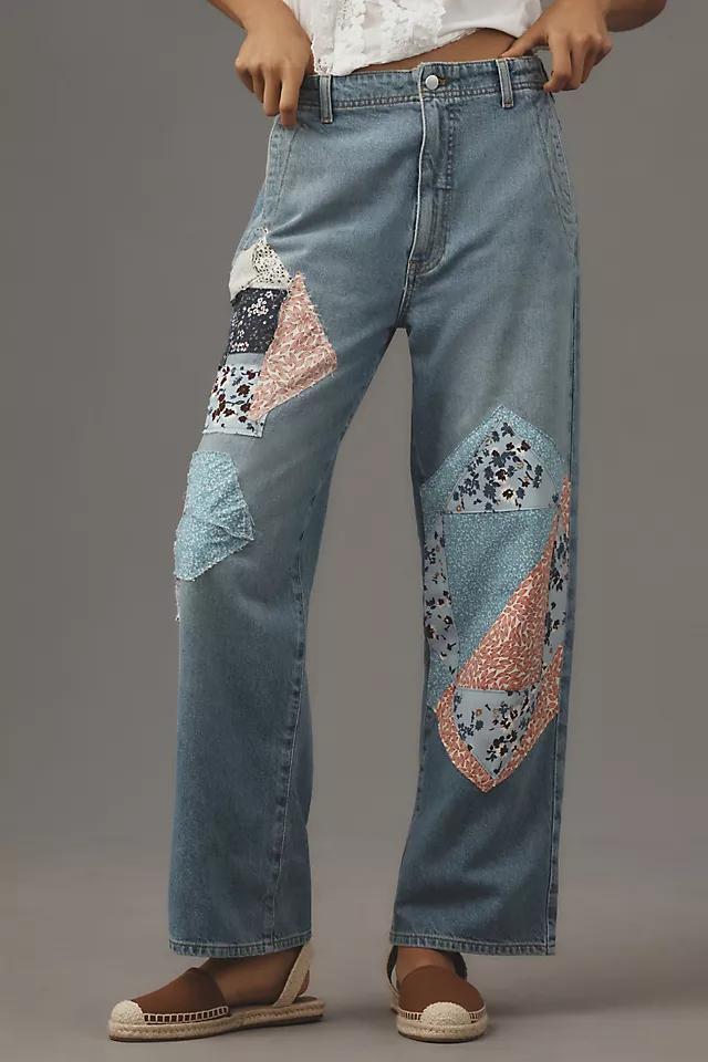 The Lonnie Cuffed High-Rise Crop Jeans by Pilcro: Patchwork Edition Product Image