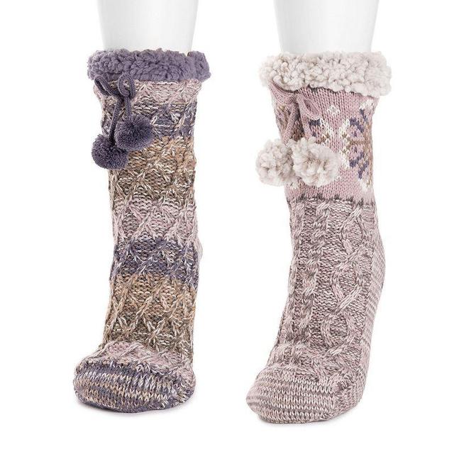 Womens MUK LUKS 2-Pair Tall Pom Cabin Socks Product Image