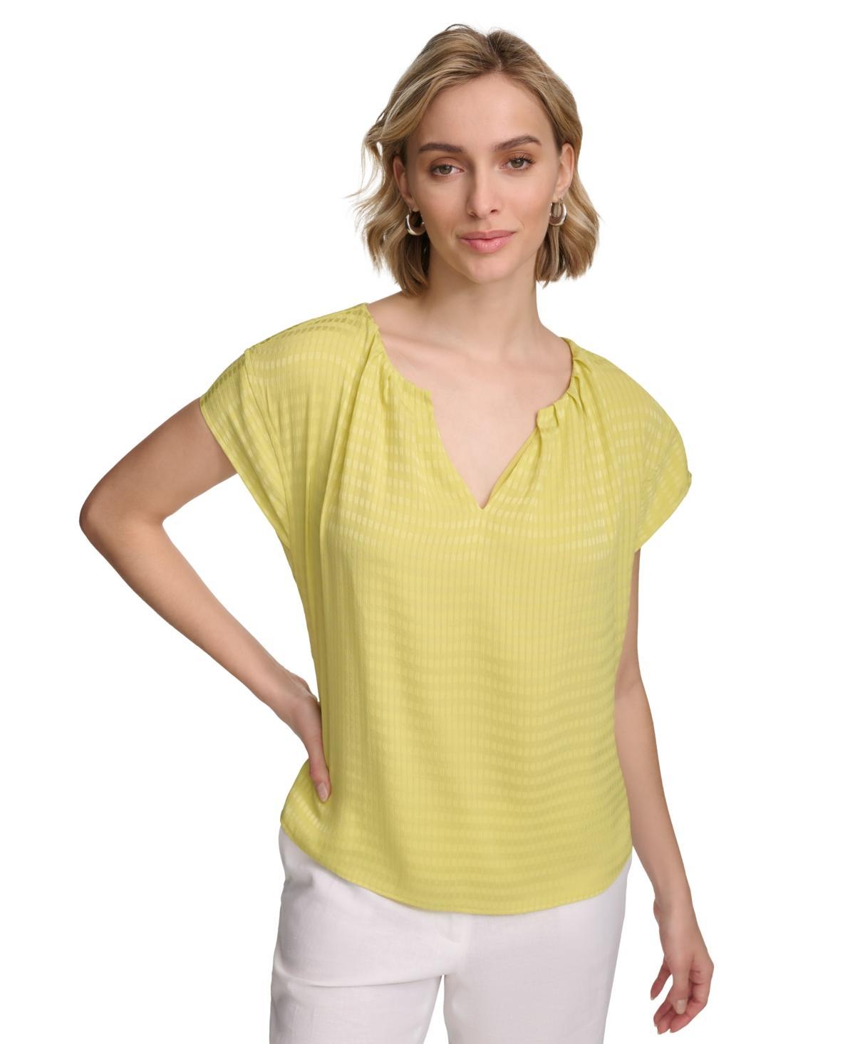 Calvin Klein Womens Short Sleeve Textured Blouse Product Image