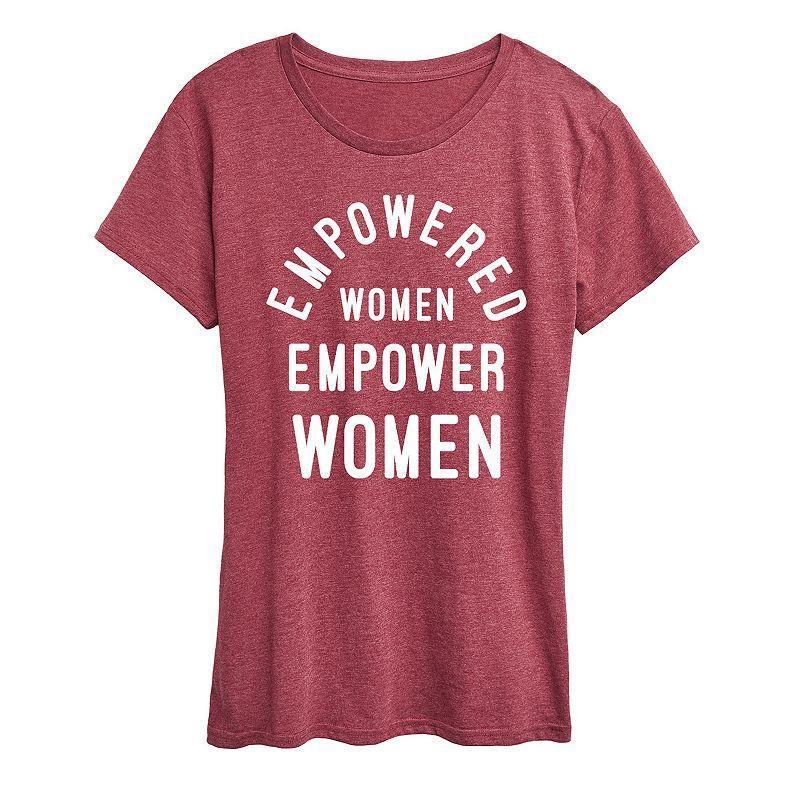 Womens Empowered Women Graphic Tee Grey Dark Red Product Image