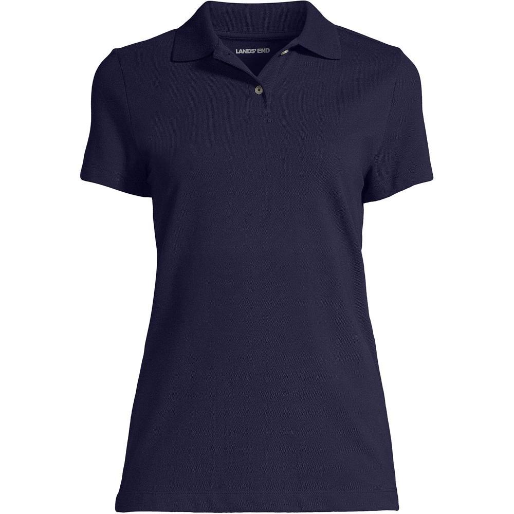 Lands' End Women's Plus Size Short Sleeve Basic Mesh Polo Shirt - 1x - True Navy Product Image