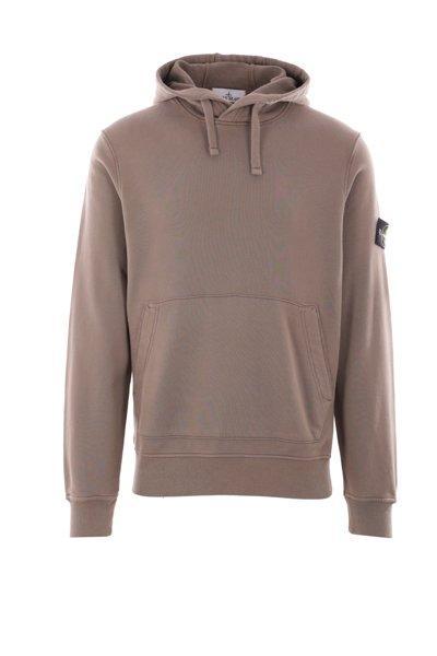 Logo Patch Drawstring Hoodie In Brown Product Image