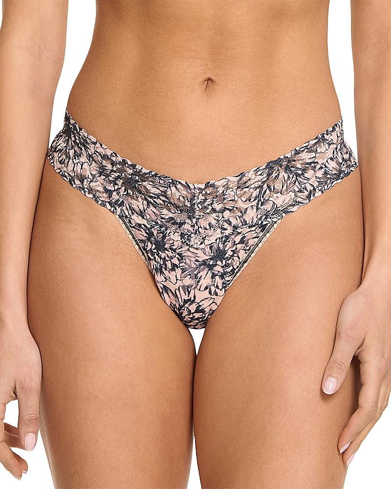 Printed Low-Rise Signature Lace Thong Product Image