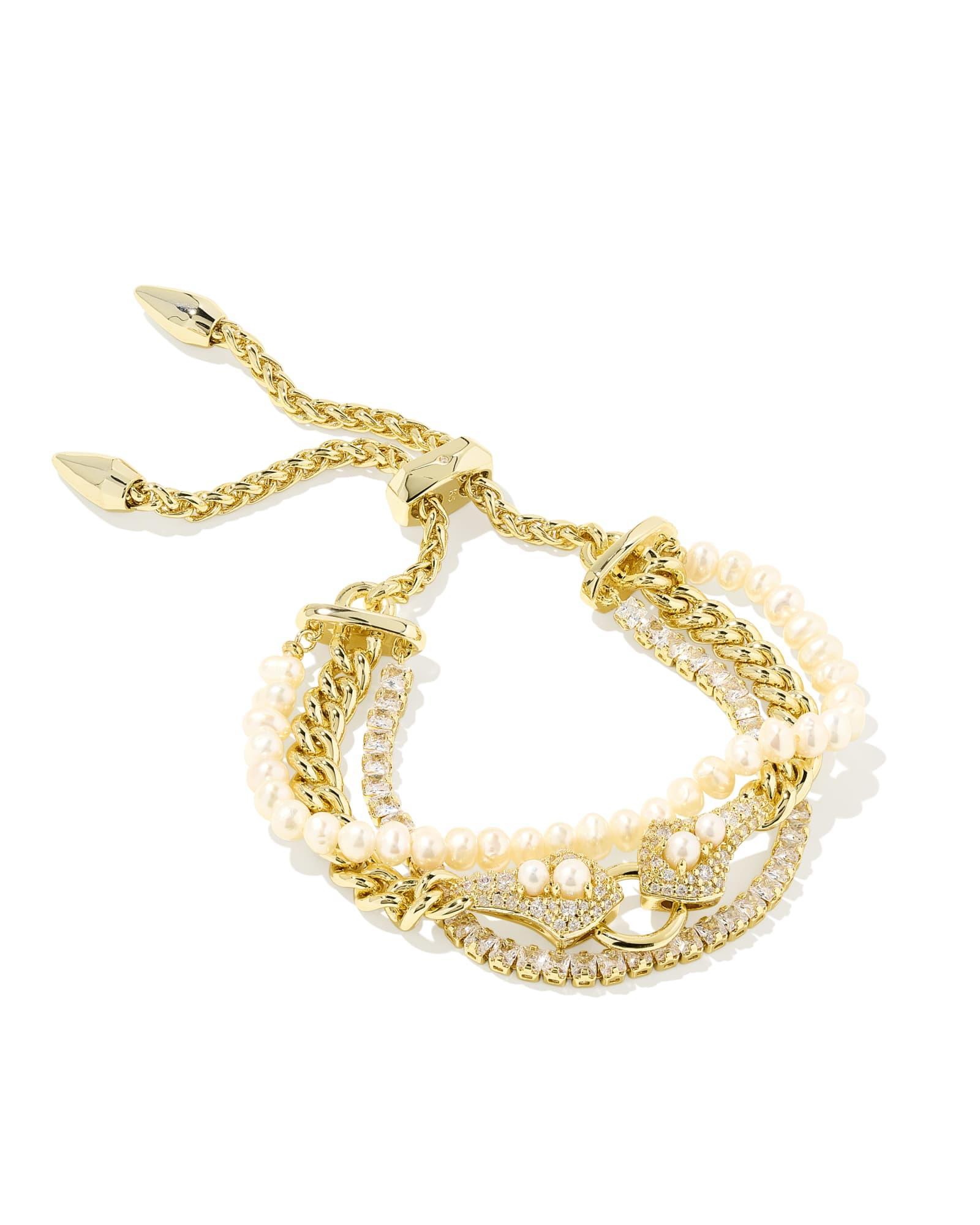 Krista Gold Statement Bracelet in White Mix Product Image