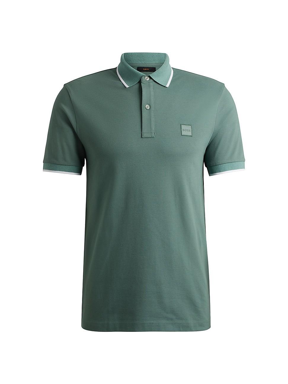 Mens Slim-Fit Polo Shirt in Washed Stretch-Cotton Pique Product Image