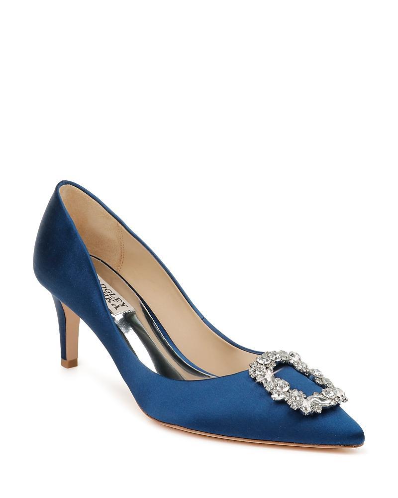 Badgley Mischka Womens Carrie Crystal Embellished Kitten Heel Pumps Product Image