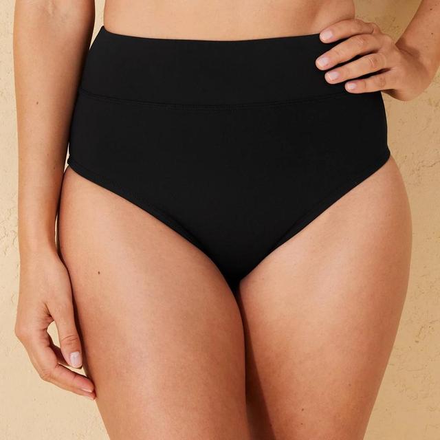 Womens Banded High Waist Full Coverage Bikini Bottom - Shade & Shore Black L Product Image