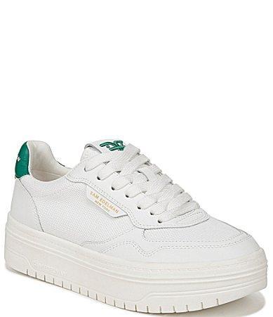 Sam Edelman Blaine Leather and Fabric Low-Top Retro Skater Platform Sneakers Product Image