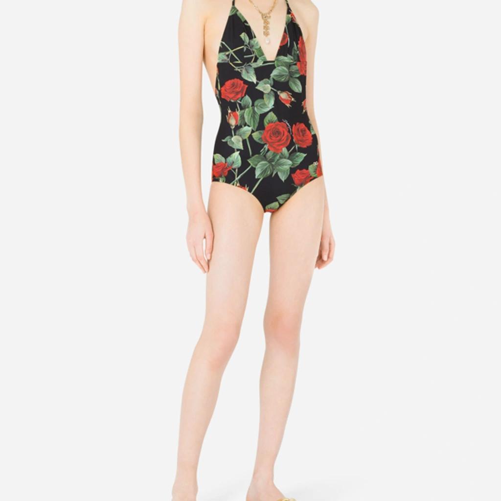 Rose-print One-piece Swimsuit In Multicolor Product Image