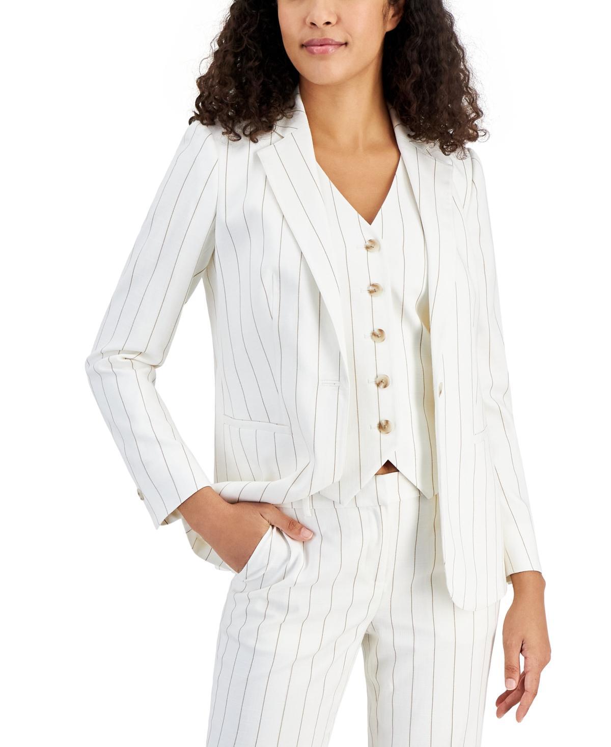 Anne Klein Womens Single-Button Notched-Collar Blazer - Bright White Product Image